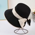 thumbnail image 5 of BRICH Women's Bowknot Wide Brim Sun Hat Foldable 360° UV Protection Breathable Summer Travel Beach Hat Black One Size, 5 of 5