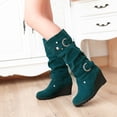 thumbnail image 2 of Mepaouo Women's Knee High Boots Wedge Heel Slouchy Stretchy Zipper Wide Mid Calf Long Boots(Green,8.5), 2 of 6