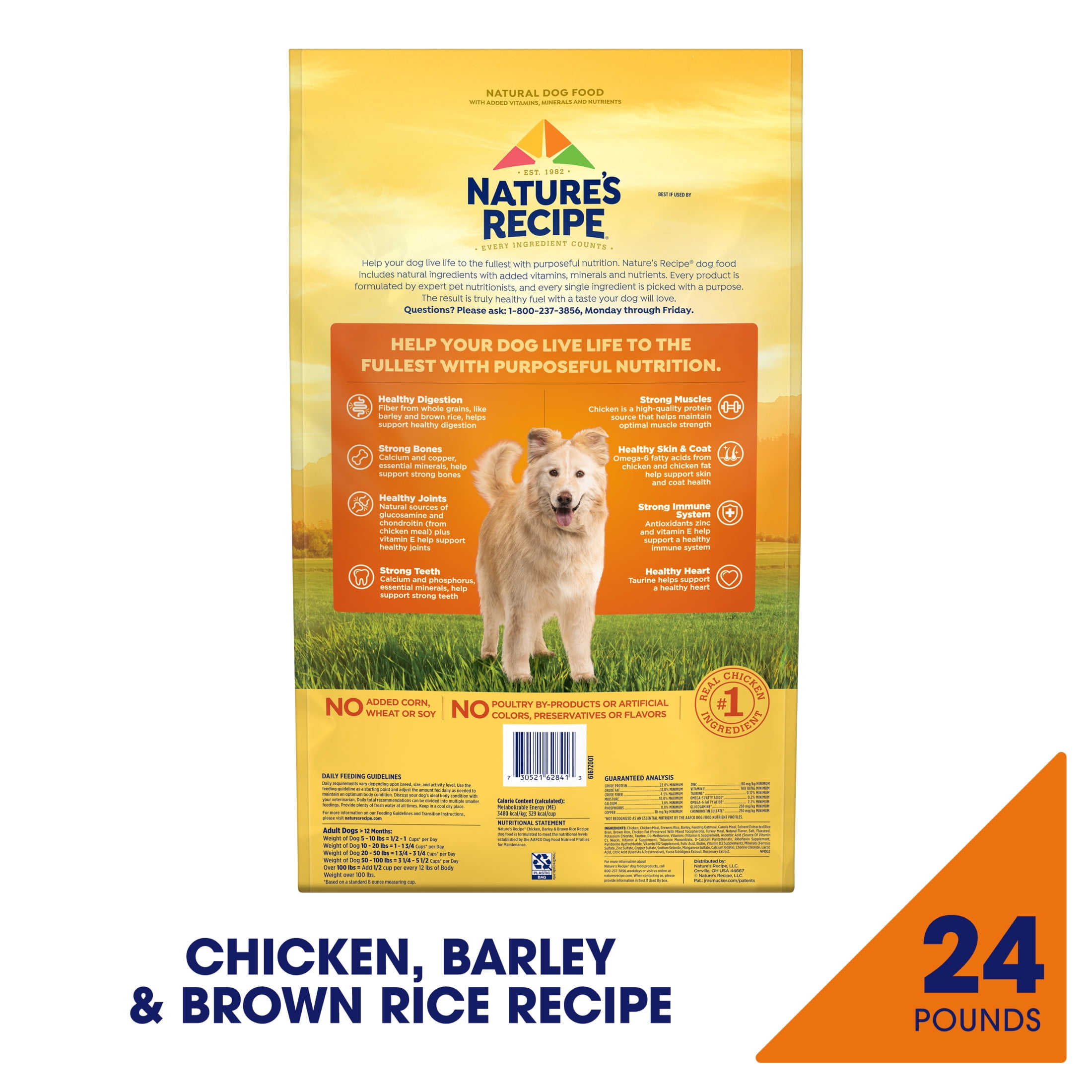 Nature's Recipe Chicken, Barley & Brown Rice Adult Dry Dog Food, 24 lb Bag