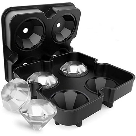 

3D Cube Tray Silicone Ice Cube Diamond Moulds Freezer Tray for Whiskey Scotch Cocktail Black