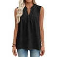 thumbnail image 4 of FDGIU Women's Ruffle V Neck Eyelet Sleeveless Tank Top, Loose Babydoll Curved Hem Summer Casual Camisole Blouse, 4 of 8
