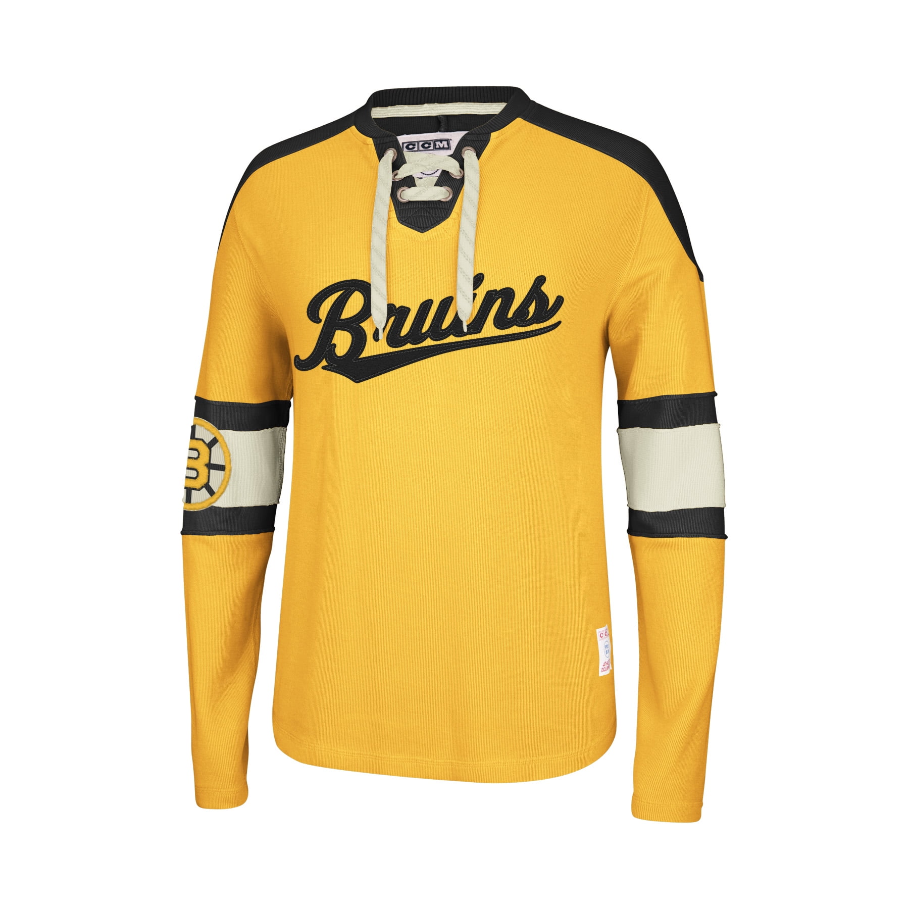 Boston Bruins CCM Reebok NHL Knit Rib Crew Skate Lace Shirt by Reebok