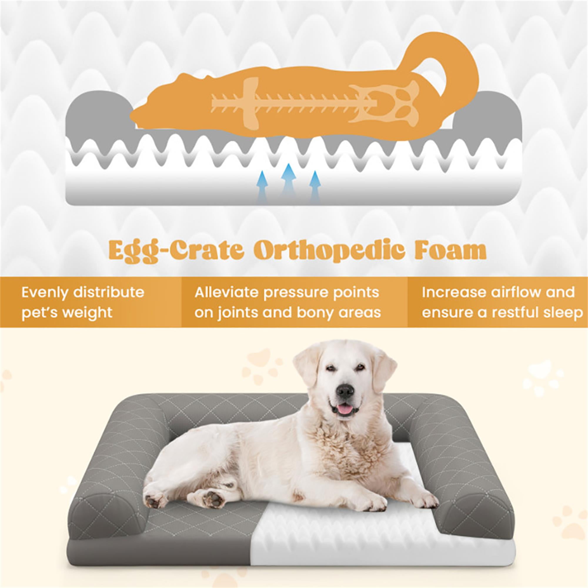 Kadyn 36" Pet Dog Crate Bed with 3-Side Bolster, Dog Bed Sofa Furniture, Cat Sofa Beds with Removable Washable Bed Cover, Gray