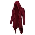 thumbnail image 1 of aohooy Men's Lightweight Long Draped Cardigans Open Front Ruffle Shawl Collar Halloween Hooded Cloak 2025 Wine,XL, 1 of 6