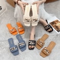 thumbnail image 2 of New Fashion Gold Metal Chain Ladies Flat Slides Slippers Outdoor Sandalias Mujer Beach Footwear Women PU Casual Shoes Sandals - Orange - 7", 2 of 3