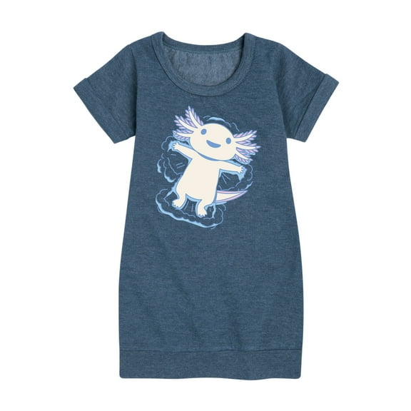 Instant Message - Axolotl Snow Angel Graphic Short Sleeve Fleece Dress