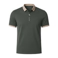 thumbnail image 4 of DPTALR Men's Casual Contrast Trim Short Sleeve Button Polo Shirt,Army Green,Big Men's,Tall Men's L,Young Men's T-shirt, 4 of 7