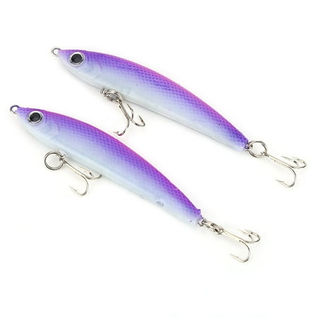 2pcs Fihsing Lures Lifelike Hard Baits T-Shape Tail Fishing Swimbait Accessory (PurpleΠnk)