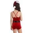 thumbnail image 4 of inhzoy Kids Girls Christmas Elf Leotard Jumpsuit with Hat Santa Helper Xmas Dress-Up Red 12, 4 of 9