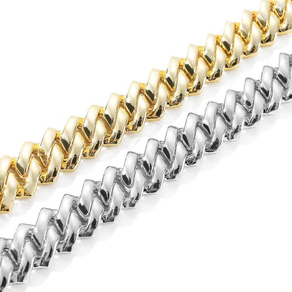 Leander 15mm Full Iced Out Diamond Cuban Link Chain - Hip Hop 18K or White Gold Plated Necklace or Bracelet for Men Women(Birthday Gift
