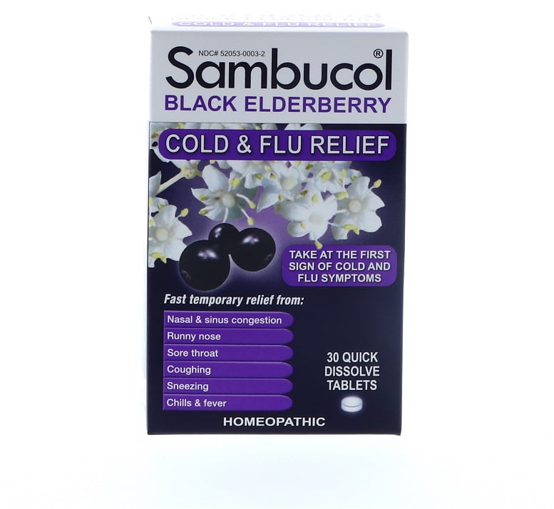 Sambucol Black Elderberry Cold & Flu Relief Tablets, 30 Tablets