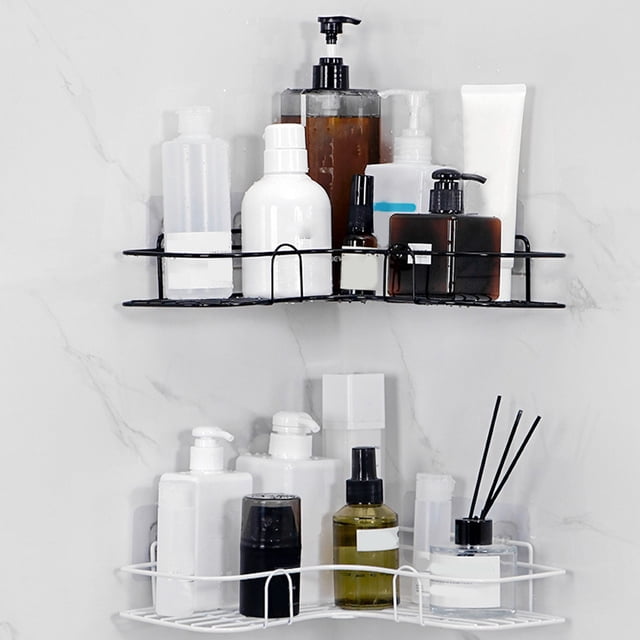 Cagogo under $5 2Pcs Bathroom Storage Rack, Wall Mounted Bathroom Storage Rack,Non Perforated Toilet Storage Basket,Double Layer Shelves,Over Sink Organizer,Corner Shower Shelf