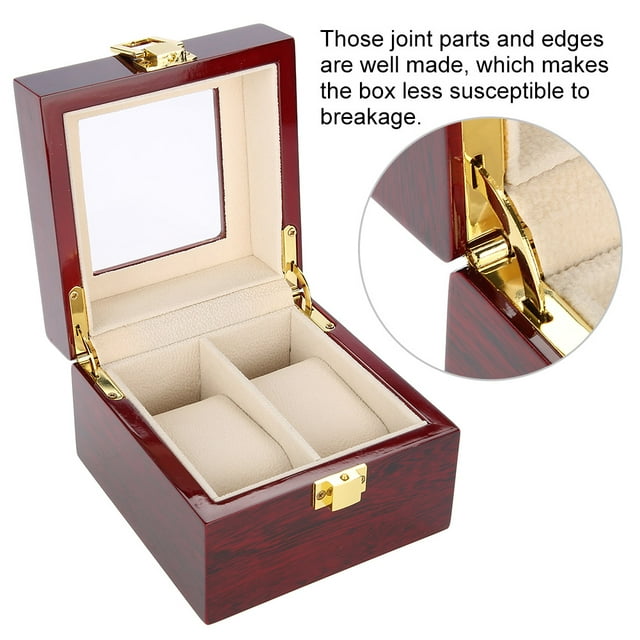 Storage Box Double-layer Watch, 2 Grids Wooden Watch Holder Wristwatch Display Case Jewelry Gift Organizer