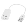 thumbnail image 1 of Adaptador de audio USB 2.0 3D con conector de micrófono y auriculares de 3.5 mm en blanco, 1 of 1