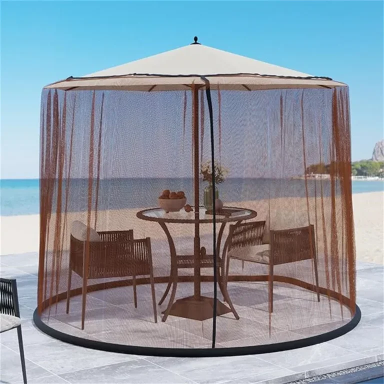11 ft patio umbrella mosquito net 6Ft To 11Ft Netting With Zipper Door Polyester Mesh Windproof And Portable Keeps Mosquitoes At Bay While You Chill Outdoors 9 people Mosquito Net for Umbrella 11