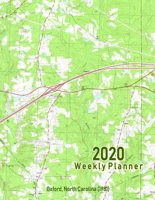 2020 Weekly Planner Oxford, North Carolina (1981) Vintage Topo Map Cover