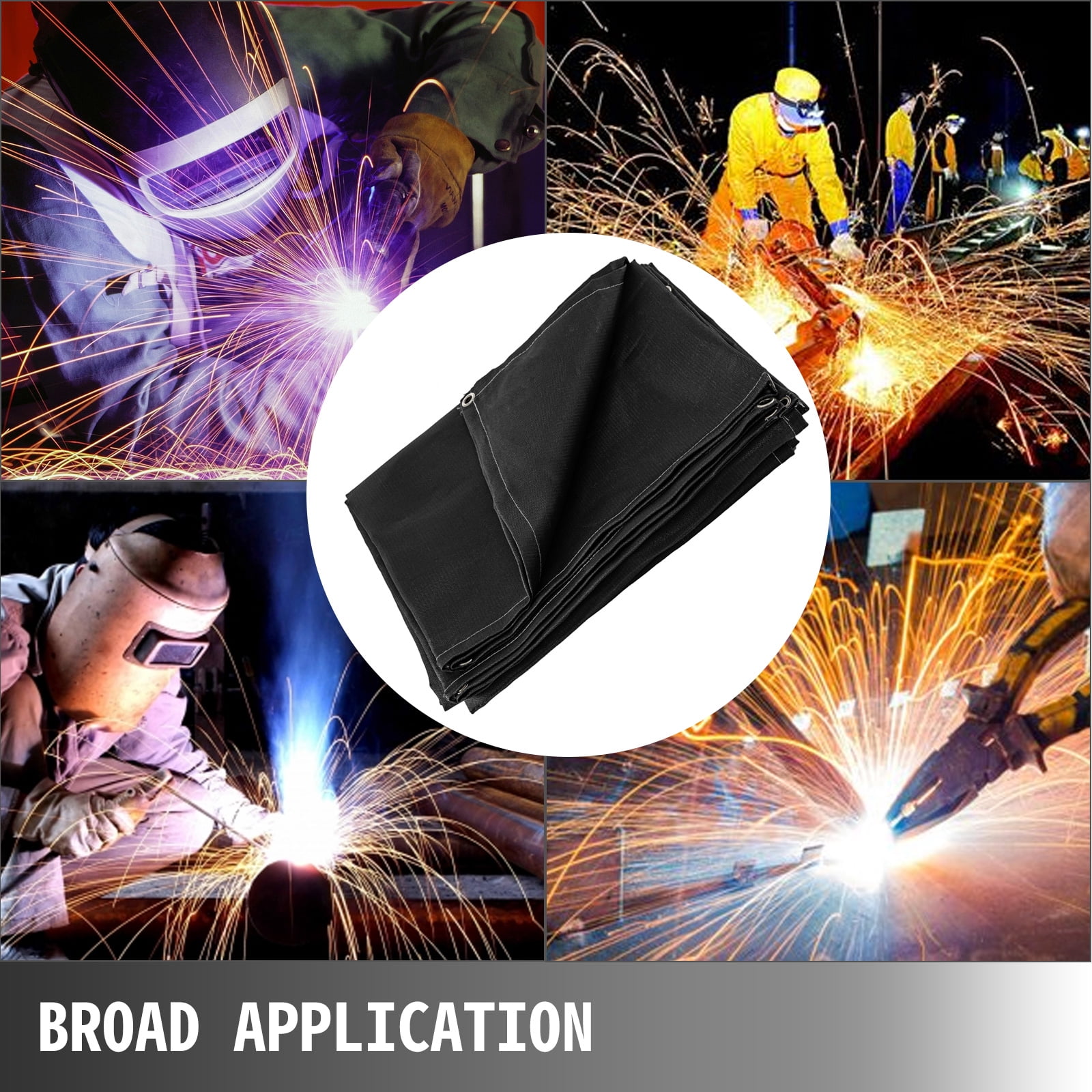 KFFKFF 8 x 10 ft Welding Blanket Black Fiberglass Blanket Portable Fiberglass Fire Retardant Blanket Welding Mat Welding Fireproof Thermal Resistant Insulation with Carry Bag