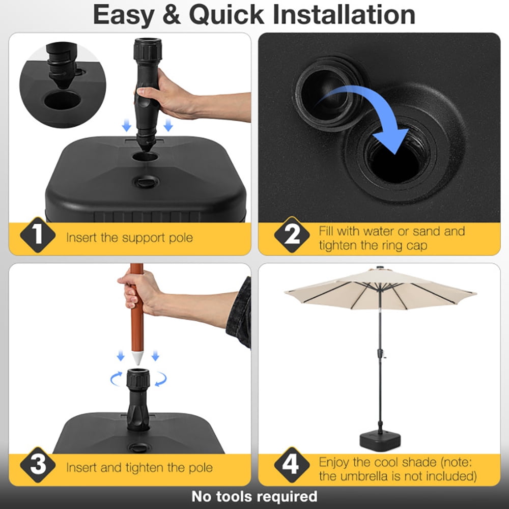 Aimee Lii Patio Fillable Umbrella Base Fit 1.5 Inch Umbrella Poles for Yard Poolside, Outdoor Umbrella Base, Black
