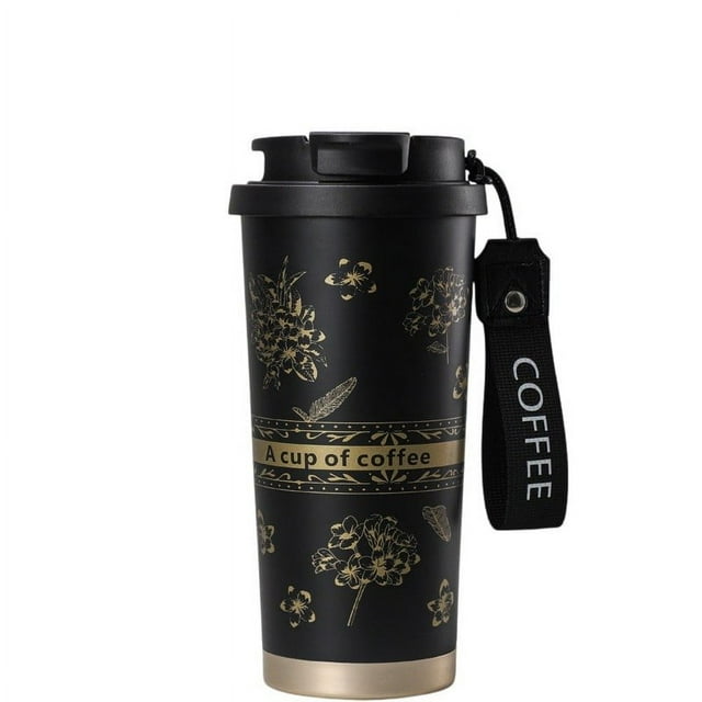 CUITING Tasse à Café Isolée avec Couvercle Réutilisable Tasse de Voyage Anti-Fuite avec Couvercle Étanche Gobelets à Café en Acier Inoxydable à Double Paroi (Beige 510ml/18oz)