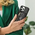 thumbnail image 6 of TECH CIRCLE Wallet Case For iPhone 15,PU Leather Card Slots Flip Folio Stand Case Durable Shockproof Protective Zipper Pocket Cover with Shoulder Strap for Apple iPhone 15 6.1" 2023,Black, 6 of 7