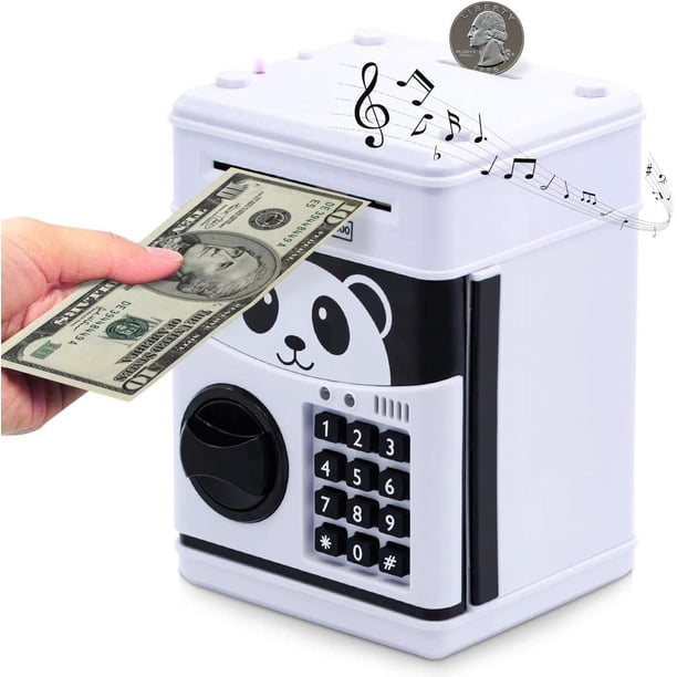 Hucha, Hucha Electrónica para Efectivo, Hucha ATM para Dinero Real, Caja de Ahorro de Dinero Panda, Linda Hucha Animada de Panda para Niños