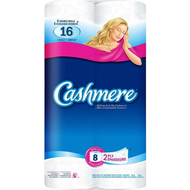 Papier hygiénique Cashmere doux et épais, hypoallergénique et sans danger pour les fosses septiques, 8 roul. doubles = 16 roul. Simples