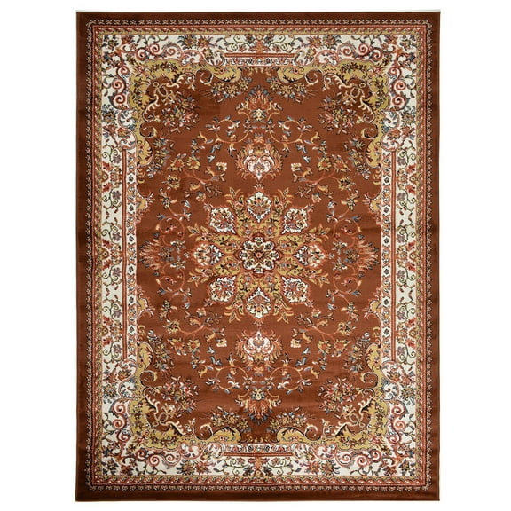 Nevita Collection Isfahan Persian Traditional Medallion Design Area Rug Rugs (Brown, 5' 3" x 7' 1")