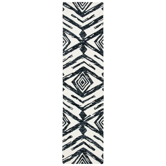 SAFAVIEH Metro Syeda Diamond Runner Rug, Black/Ivory, 2'3" x 9'