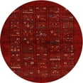 thumbnail image 1 of Ahgly Company Machine Washable Indoor Round Contemporary Brown Red Area Rugs, 5' Round, 1 of 7