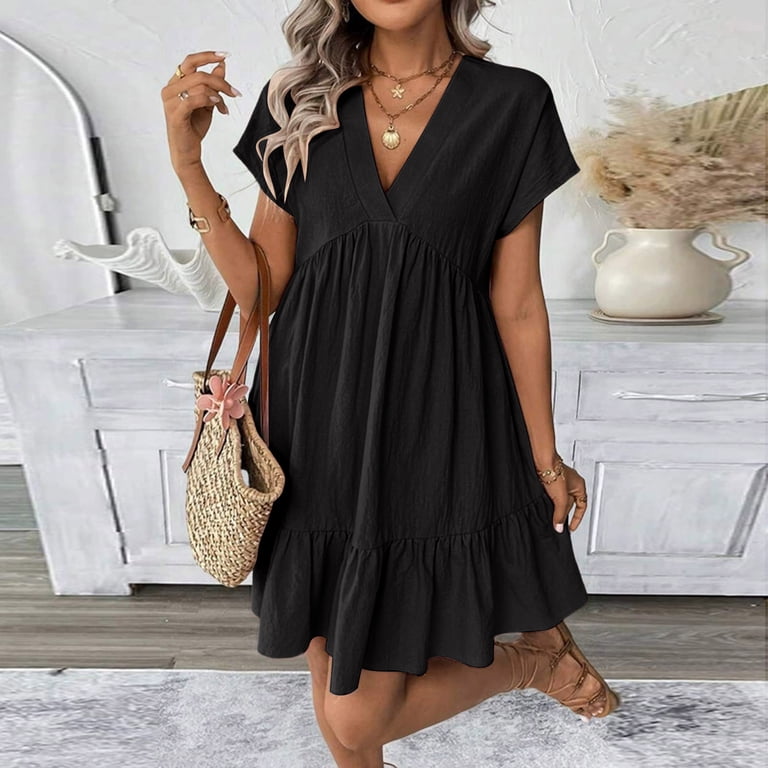 flowery summer dress PRETTYGARDEN Women's Floral Midi Cap Sleeve V Neck Ruffle La Lune Long Sleeve Slip into this blue GGBS0503 Height:68