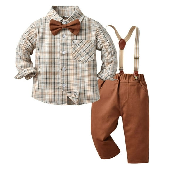 Toddler Boy Clothes Suit Formal Dress Shirt Suspender Easter Outfit Baby Boy Toddler Clothes 18-24 Months