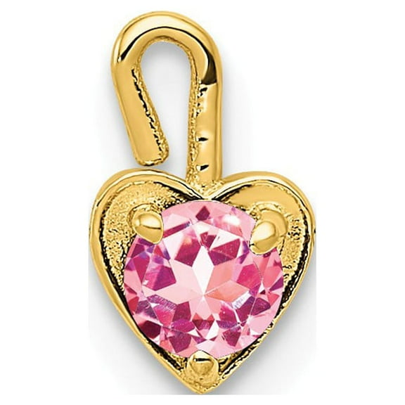 14k Yellow Gold October Synthetic Birthstone Heart Charm