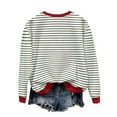 thumbnail image 4 of Maplenight Christmas Sweatshirts for Women Letter Printed Striped Crew Neck Sweatshirt Long Sleeve Regular Fit Casual Pullover Tops, 4 of 5