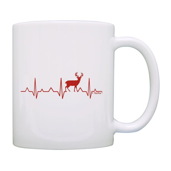 ThisWear Hunting Mug Buck Heartbeat Hunt Life Deer Hunting Mugs for Men Bow Hunting Gifts for Women Hunting Cup Hunter Mug Coffee Mug