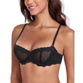 thumbnail image 4 of Exerin Women's Lace Bra Unlined Underwire Sheer Demi Balconette Bras(34C,Black), 4 of 6