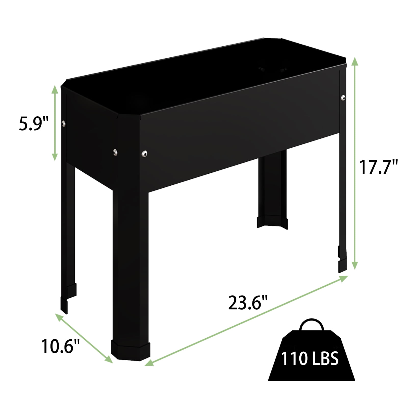 Galvanized Raised Planter Boxes Garden Bed with Legs, Elevated Planter Box, Standing Garden Stand, Vegetables & Flowers Growing Container for Indoor and Outdoor Use 23.6 x 10.6 x 17.7 in