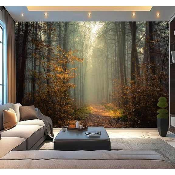 Peel and Stick Wallpaper morning sunrise forest sunlight Modern Art Wall Mural Decor Self Adhesive and Removable 100in x 144in
