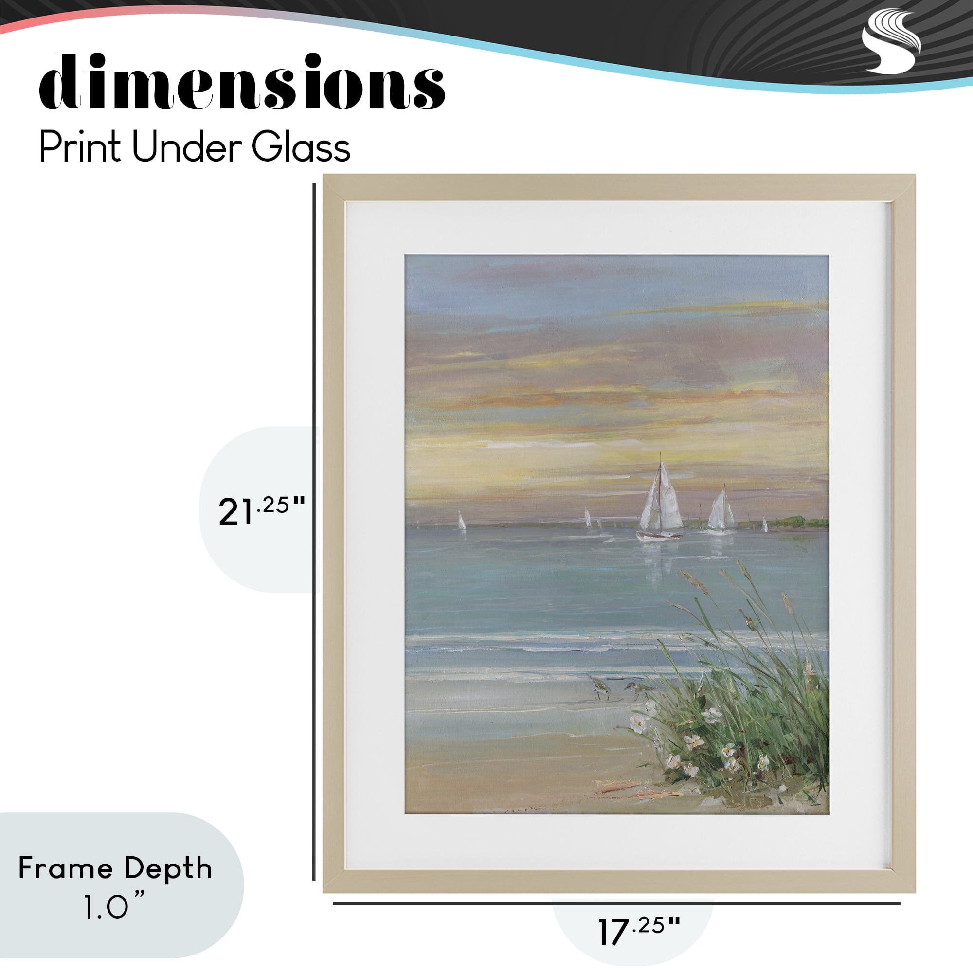 Stupell Industries Sailboats Beyond Sandy Shore Birch Framed Print Under Glass, design by Sally Swatland