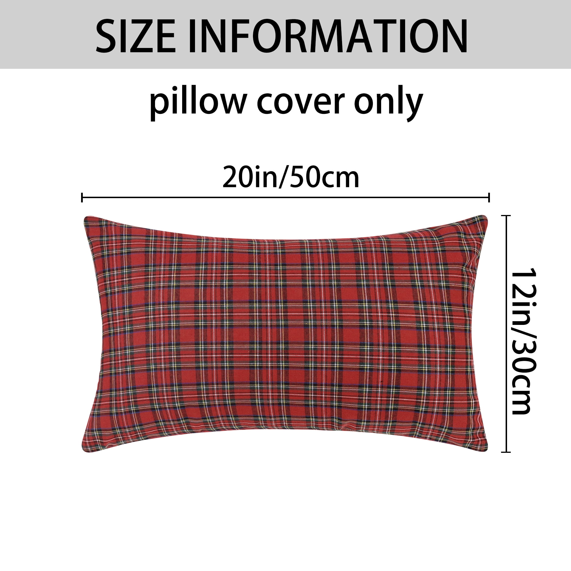 Unique Bargains 4 Pcs Pillow Covers Fine Grid Red 12 x 20 Inch/18 x 18 Inch