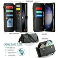 thumbnail image 4 of Compatible with Samsung Galaxy S23 Plus S23+ 5G Zipper Wallet Phone Case Tempered Glass Screen Protector Crossbody Lanyard Strap Flip Card Holder Slot Cell Cover for S23plus 23S +S 23 23+ Women Black, 4 of 9