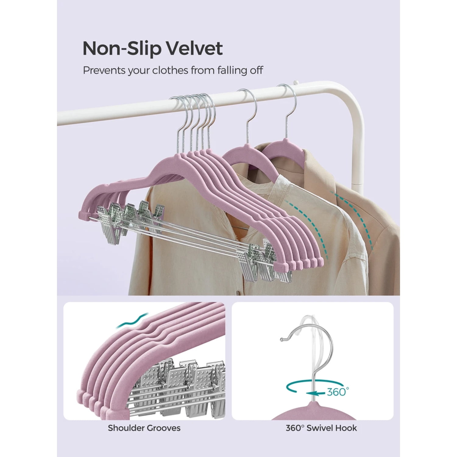 30-Pack Pants Hangers, 16.7-Inch Long Velvet Trousers Hangers With Adjustable Clips, Heavy-Duty, Non-Slip, Space-Saving For Pants, Coats, Dresses, Tank Tops,Spring,Minimalist,Summer Tops