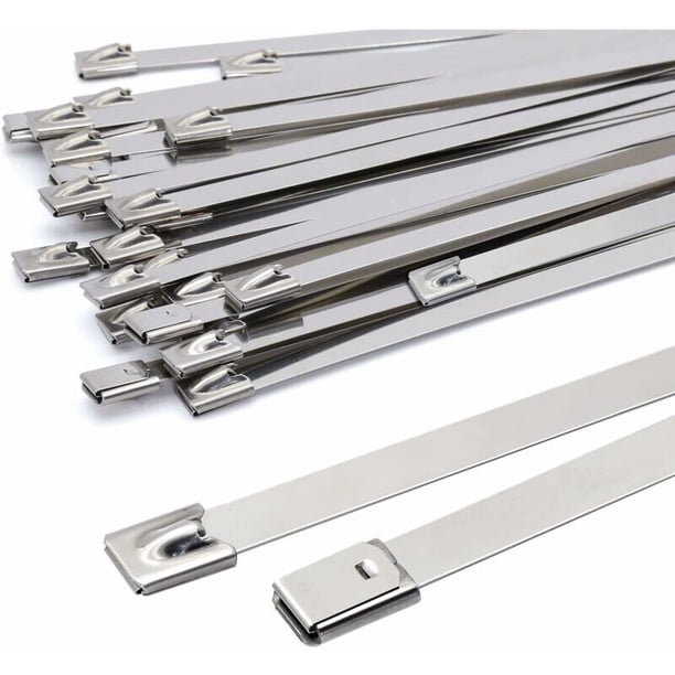 500x7.9mm Metal Cable Ties, Silver Stainless Steel Cable Ties Heavy Duty Cable Ties - Zip Ties Metal - 120kg Resistance, Pack of 100