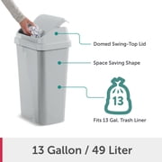 Sterilite Kitchen Trash Can, 13 Gallon Plastic Garbage Bin with Swing Top Lid, Light Gray