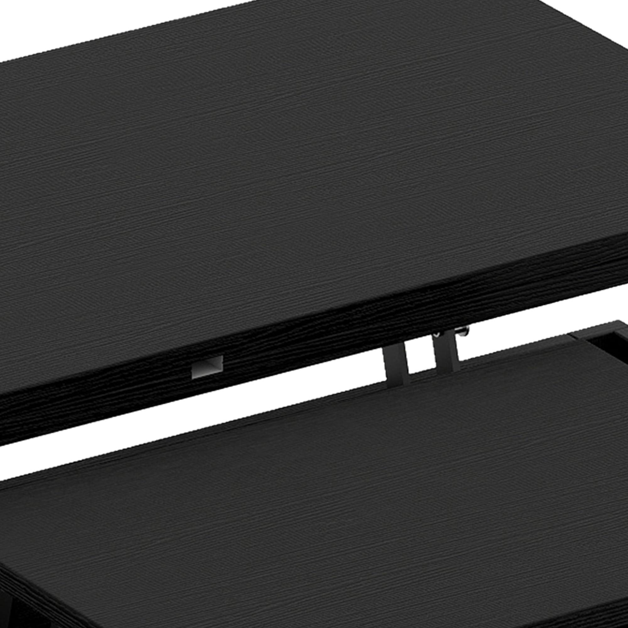 Uforic Wood Lift Top Coffee Table with Rolling Ottoman Storage Bench, Black
