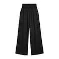 thumbnail image 5 of Elvqul Womens Cargo Pants with Multi Pockets, High Waisted Wide Leg Straight Pants Elastic Waist Quick Dry Casual Baggy Relaxed Fit Athletic Pants for Hiking Climbing, 5 of 6
