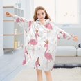 thumbnail image 5 of Wearable Blanket with Sleeves and Pocket Oversized Hooded Sweatshirt 3-14 YR Cute Pink Flamingo Pattern L, 5 of 7