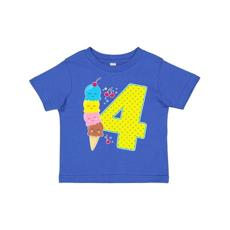 

Inktastic Ice Cream Fourth Birthday Blue Gift Toddler Boy or Toddler Girl T-Shirt