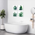 thumbnail image 3 of Boho Tropical Wall Art Bathroom Decor Green Plant Pictures Wall Decor for Living Room Minimalist Botanical Leaf Canvas Artworks Kitchen Sage Monstera Framed Poster Bedroom Home Decorations 12x12" 4Pcs, 3 of 6
