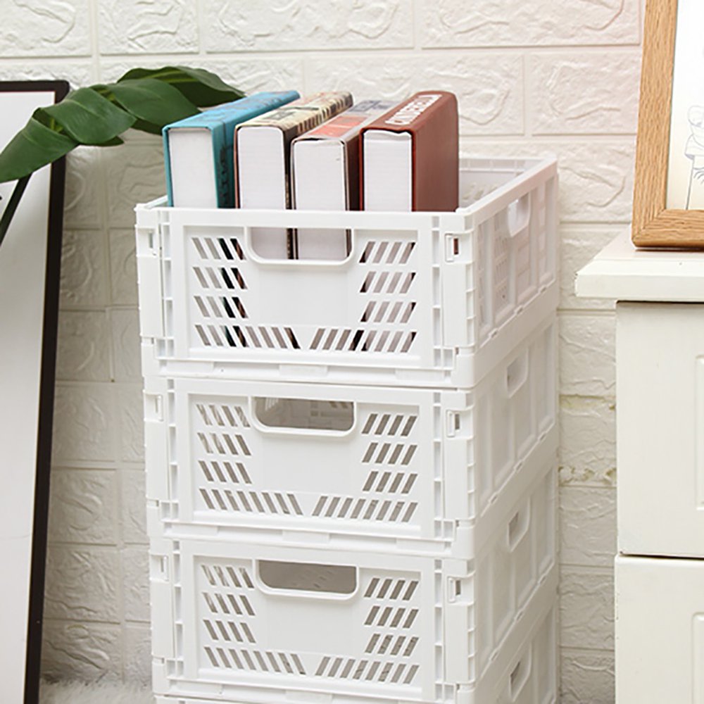 Set of 4 Plastic Storage Baskets, Small Pantry Organizer Basket Bins