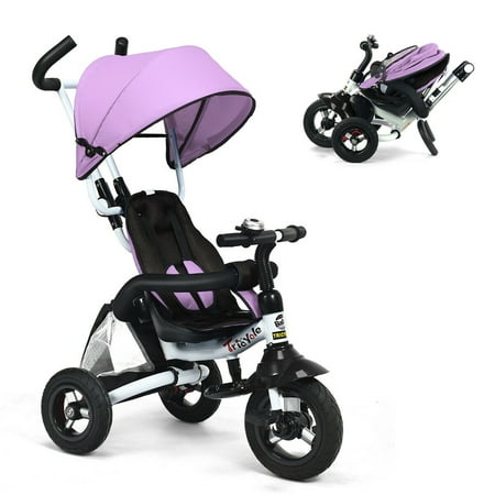 Gymax 6-In-1 Kids Baby Stroller Tricycle Detachable Learning Toy Bike w/ Canopy